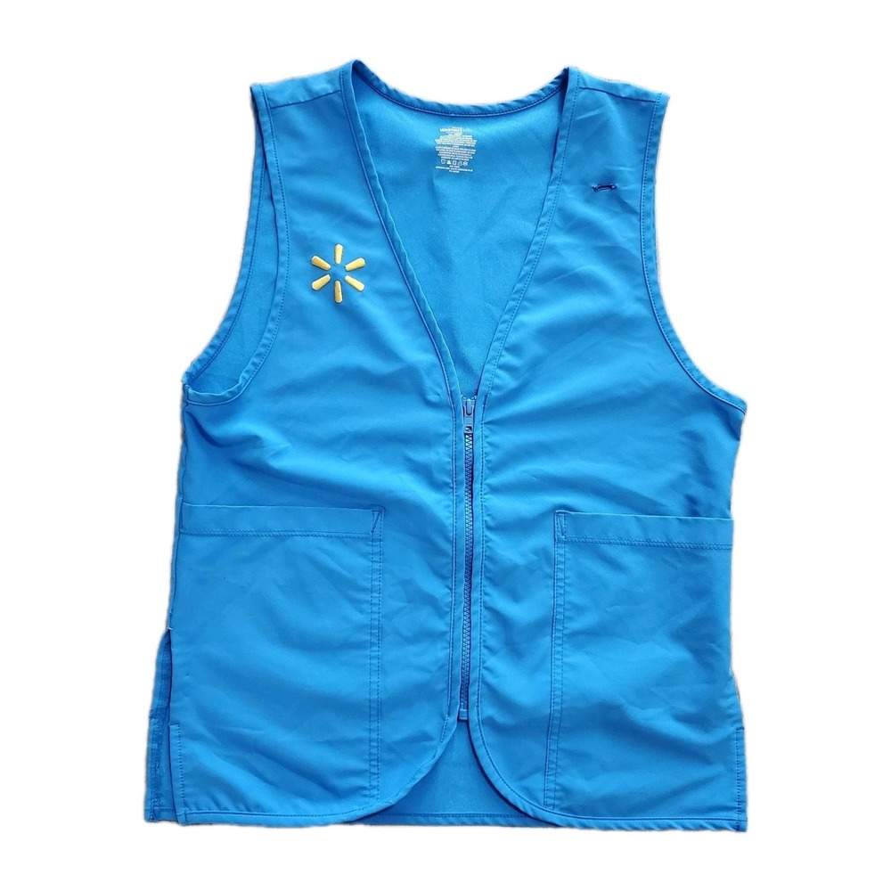 Walmart Employee Uniform Vest Blue Spark Logo Zip Front Women's Size XS